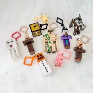 Minecraft Figure Hangers Backpack Clips Keychains Set of 10
